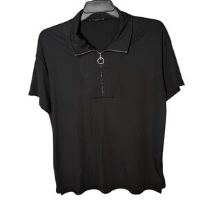 Mckol Men’s 1/4 Zip Black Pullover Short Sleeve Collared Shirt Sz XL